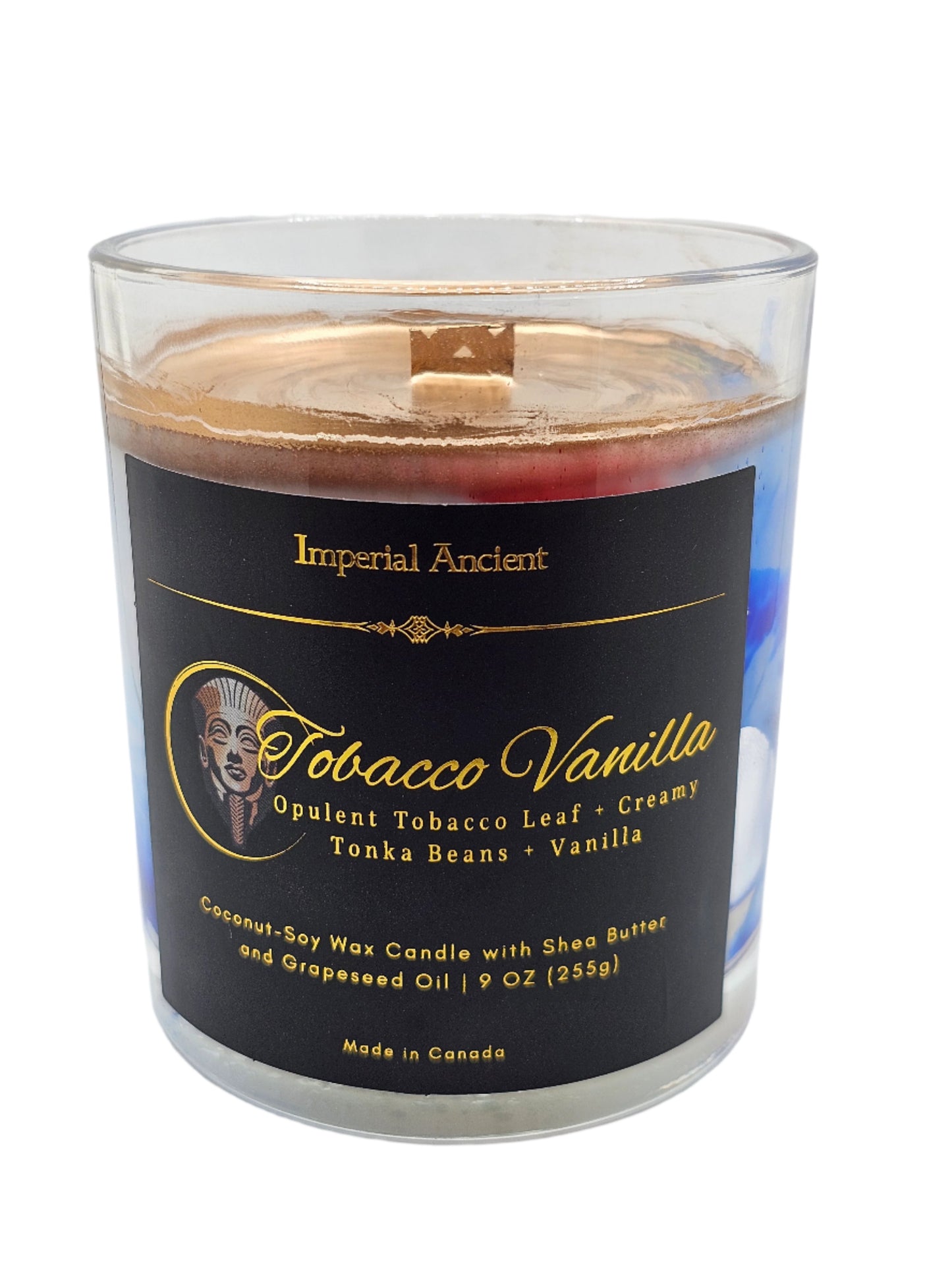 Imperial Ancient Tobacco Vanilla Candle – 9 oz premium soy wax with shea butter, rich tobacco leaf and vanilla scent, made in Canada