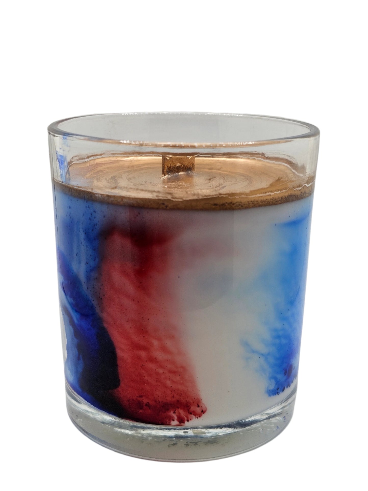Imperial Ancient Tobacco Vanilla Marble Candle – Premium Soy Wax with Red, White, and Blue Marble Finish, Wooden Wick, Made in Canada