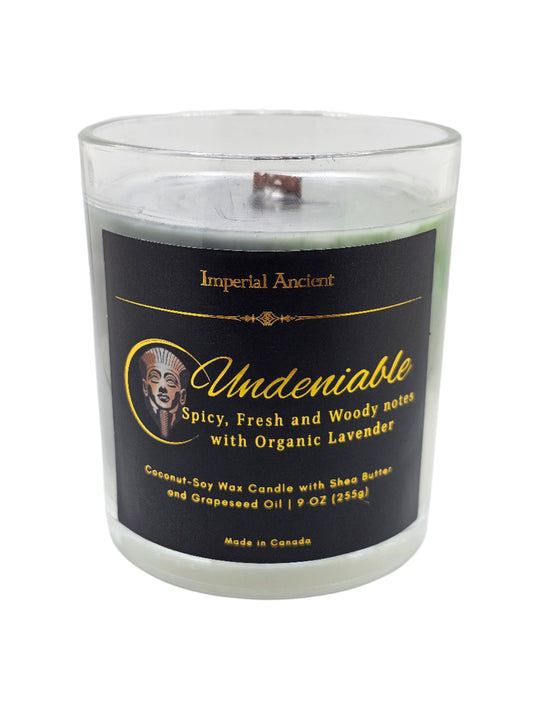 Imperial Ancient Undeniable Marble Candle – 9 oz spicy, fresh & woody scent with organic lavender, coconut-soy wax, made in Canada