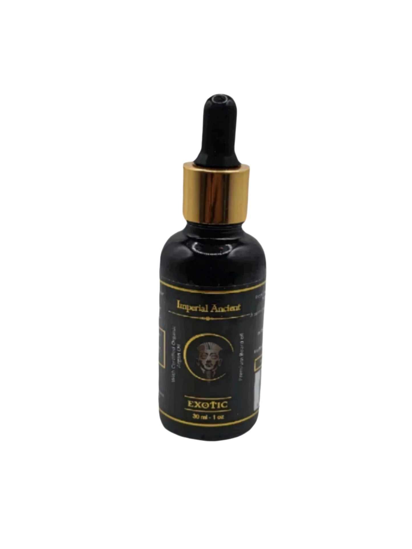 Imperial Ancient Exotic Beard Oil – 30 ml premium beard oil in black bottle with gold dropper cap