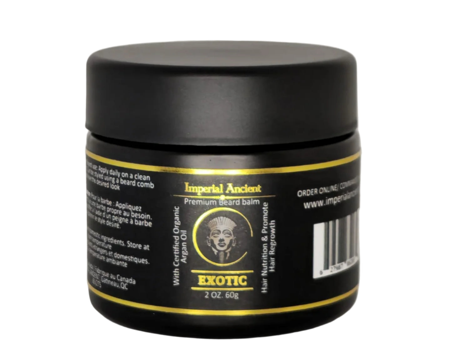 Imperial Ancient Exotic Beard Balm – premium men’s grooming balm, 2 oz jar, enriched with organic ingredients, made in Canada