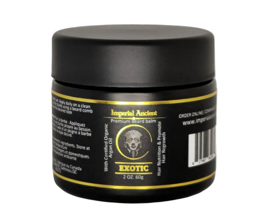 Imperial Ancient Exotic Beard Balm – premium men’s grooming balm, 2 oz jar, enriched with organic ingredients, made in Canada