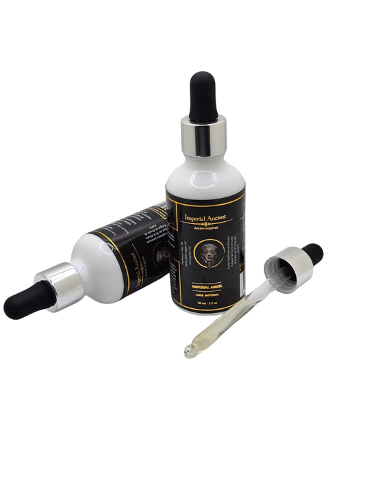 Imperial Angel Hair Oil bottle with dropper – 50% argan and jojoba blend for deep hydration and shine, handcrafted in Canada