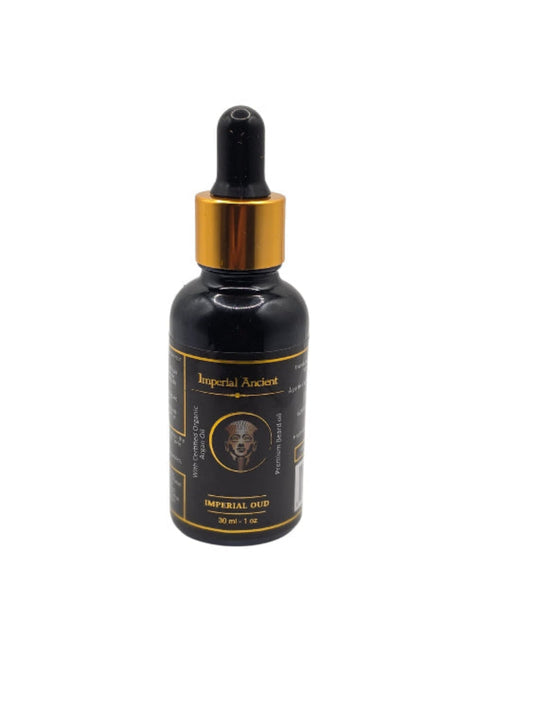 Imperial Ancient Imperial Oud Beard Oil – 30ml premium men's grooming oil in black and gold bottle with dropper
